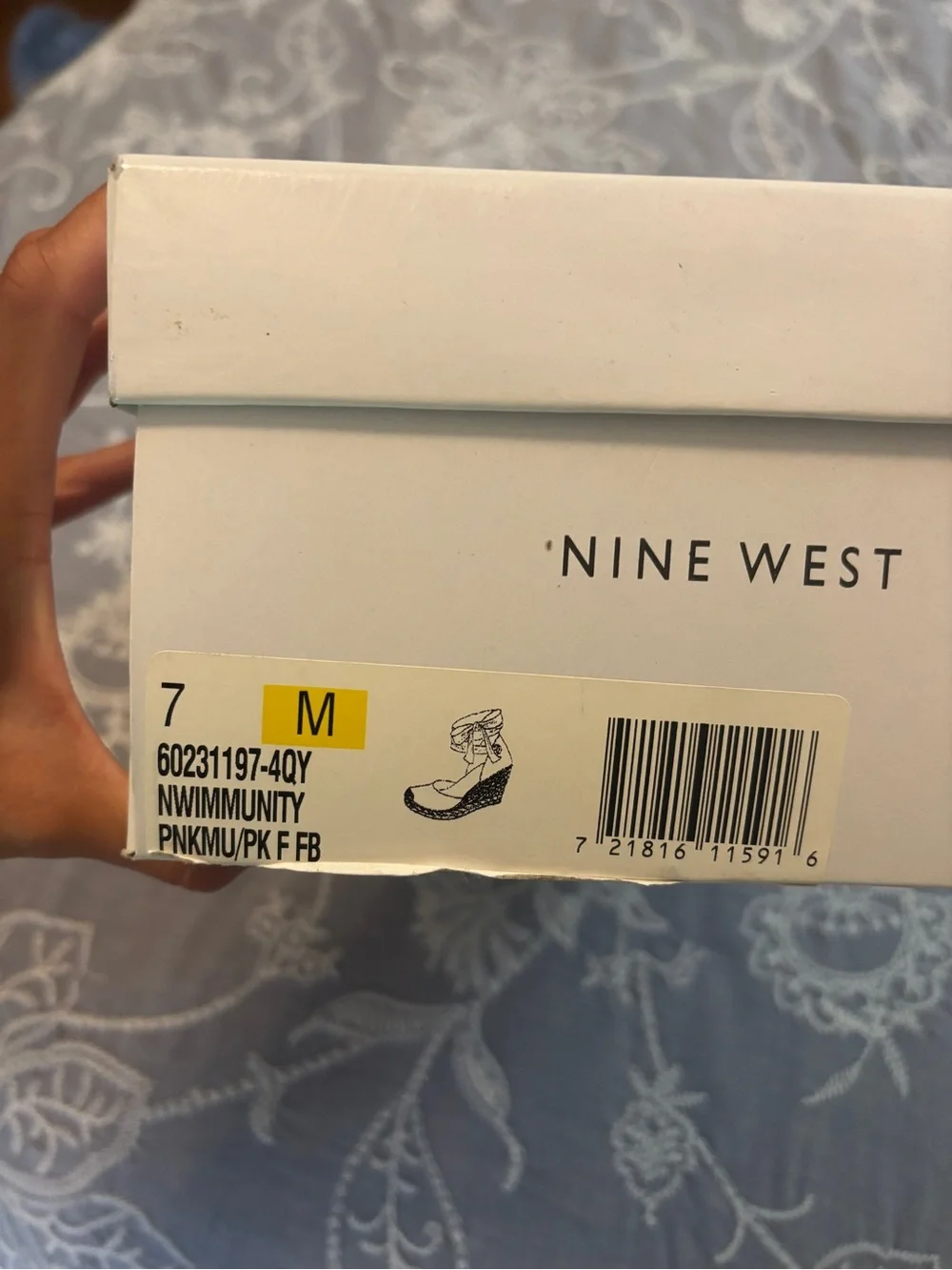 Nine West Pink and Yellow Striped Espadrille Wedges